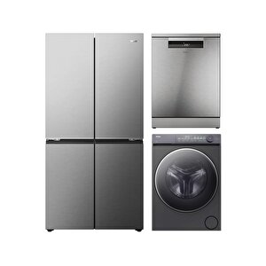 3'lü Beyaz Eşya Seti İnox (hcr59f18dnmm-hw100-b14367geutr-xf6b2m3px)