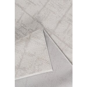 Pamuk Tabanlı Modern Tasarımlı  Sisal Şimşek Çizgili Desenli Krem Renk Halı 80x100 cm