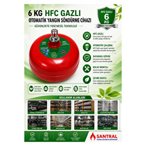 6 Kg Sprinkerli Tavan Tipi Gazlı Otomatik Söndürme Tüpü