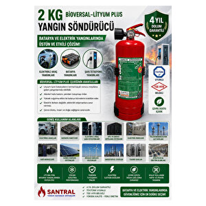 Lithium Plus 2 Kg Yangın Tüpü(plasti̇k Aski Ve 3m Maske Hedi̇ye)