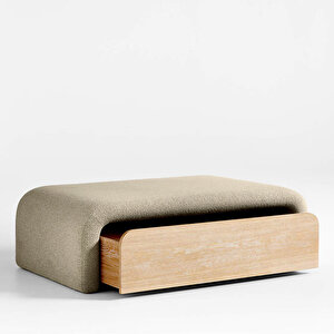 Luna Modern Çekmeceli Depolama Alanlı Bench Puf Bej Bej