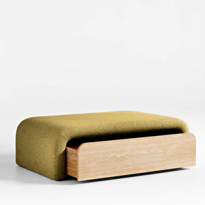 Luna Modern Çekmeceli Depolama Alanlı Bench Puf Hardal Hardal