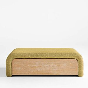 Luna Modern Çekmeceli Depolama Alanlı Bench Puf Hardal Hardal