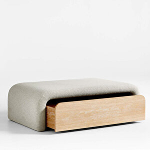 Luna Modern Çekmeceli Depolama Alanlı Bench Puf Krem Krem