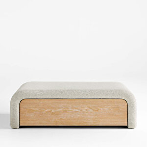 Luna Modern Çekmeceli Depolama Alanlı Bench Puf Krem Krem