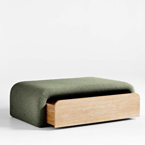 Luna Modern Çekmeceli Depolama Alanlı Bench Puf Yeşil Yeşil