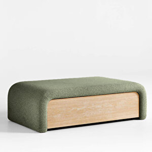 Luna Modern Çekmeceli Depolama Alanlı Bench Puf Yeşil Yeşil