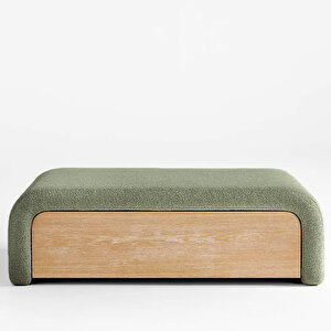 Luna Modern Çekmeceli Depolama Alanlı Bench Puf Yeşil Yeşil