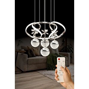 Yakamoz Model Şık Tarz Modern Salon Yemek Yatak Odası Mutfak Krom Kaplama 3 Renk Ledli Avize Krom