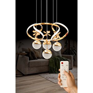 Yakamoz Model Şık Tarz Modern Salon Yemek Yatak Odası Mutfak Gold Kaplama 3 Renk Ledli Avize Gold