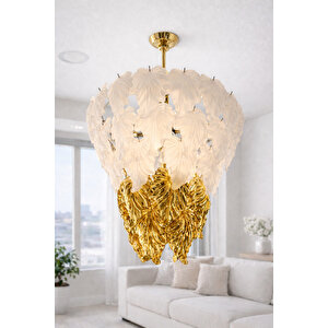 Seul Model Gold Kaplama Şık Tarz Kristal Salon Oturma Yemek Odası Hol Antre Avize Gold
