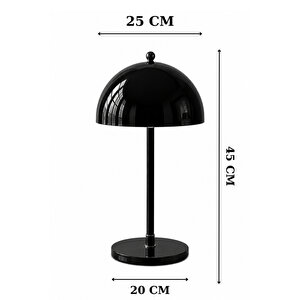 Viyana Model Büyük Boy Abajur 25 Cm Metal Gövdeli Yatak Odası Salon Mutfak Masa Lambası Siyah