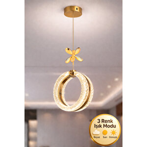 Athena Model Gold Kaplama 3 Renk Metal Salon Mutfak Oturma Yatak Odası Modern Led Sarkıt Avize Sarı