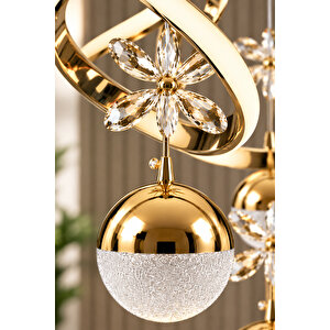 Lizbon Model Salon Yatak Yemek Odası Mutfak Modern 5000 Kelvin Ledli Avize Gold