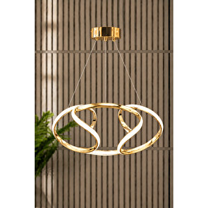 Plato Model Şık Gold Kaplama Dekoratif Modern Oturma Odası Salon Mutfak Beyaz Işık Led Sarkıt Avize Gold