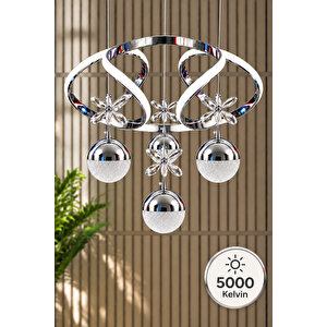 Lizbon Model Salon Yatak Yemek Odası Mutfak Modern 5000 Kelvin Ledli Avize Krom