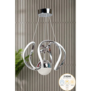 Clasy Model Krom Kaplama 3 Renk Metal Salon Mutfak Oturma Yatak Odası Modern Led Sarkıt Avize Krom
