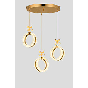 Athena Model 3 Lü Gold Kaplama 3 Renk Kumandalı Salon Mutfak Oturma Yatak Odası Modern Led Avize Sarı