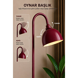 Olimpos Hareketli Vişne Bordo Büyük Boy Modern Dekoratif Metal Lambader Bordo