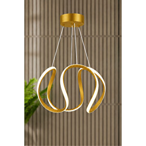 Deluxe Model Sarı Renk Metal Salon Hol Antre Oturma Yatak Odası Modern Led Sarkıt Avize Beyaz Işık Sarı