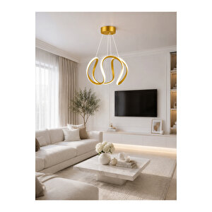 Deluxe Model Sarı Renk Metal Salon Hol Antre Oturma Yatak Odası Modern Led Sarkıt Avize Beyaz Işık Sarı