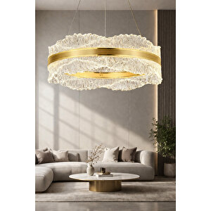 Okyanus Model 50'lik Gold 3 Renk Kumandalı Metal Salon Mutfak Oturma Yatak Odası Modern Led Avize Sarı