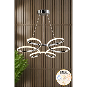 Marina Model Krom 3 Renk Mutfak Hol Antre Salon Oturma Yatak Odası Modern Metal Led Avize Krom