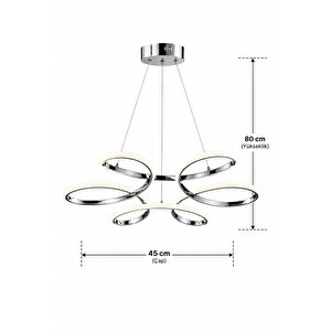 Marina Model Krom 3 Renk Mutfak Hol Antre Salon Oturma Yatak Odası Modern Metal Led Avize Krom