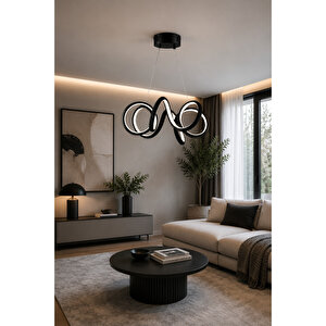 Spiral Model Siyah Metal Salon Mutfak Oturma Yatak Odası Modern Led Sarkıt Avize Siyah