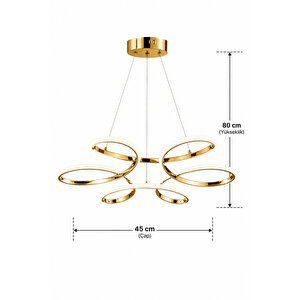 Marina Model Gold 3 Renk Mutfak Hol Antre Salon Oturma Yatak Odası Modern Metal Led Avize Gold