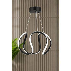 Deluxe Model Siyah Renk Metal Salon Hol Antre Oturma Yatak Odası Modern Led Sarkıt Avize Beyaz Işık Siyah