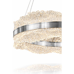 Okyanus Model 50'lik Krom 3 Renk Kumandalı Metal Salon Mutfak Oturma Yatak Odası Modern Led Avize Krom