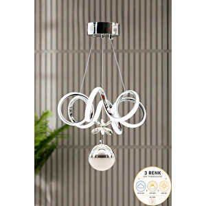 Elda Model Krom Kaplama 3 Renk Metal Salon Mutfak Oturma Yatak Odası Modern Led Sarkıt Avize Gri