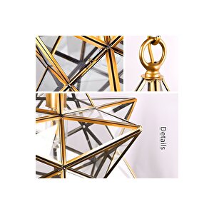 Mira Model Yıldız Gold Renk Kaplama Metal Salon Yatak Mutfak Hol Modern Tavan Sarkıt Avize