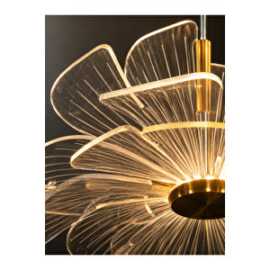Melek Model Gold Kaplama 3 Renk Metal Salon Mutfak Oturma Yatak Odası Modern Led Sarkıt Avize