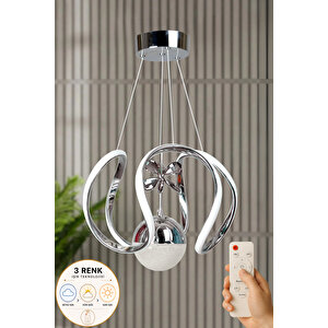 Rose Model Kumandalı Krom Kaplama Salon Mutfak Oturma Odası Şık Modern Led Sarkıt Avize