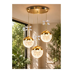 Grate Model Gold Kaplama 3 Renk Salon Mutfak Oturma Odası Led Spor Modern Sarkıt Avize