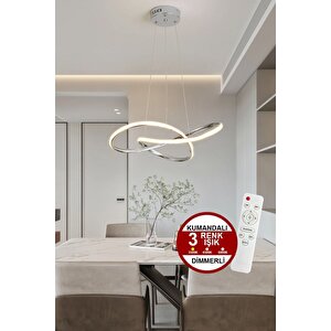 Porto Model Krom Sarkıt 3 Renk Dimmerlı Kumandalı Salon Mutfak Oturma Yatak Odası Modern Led Avize
