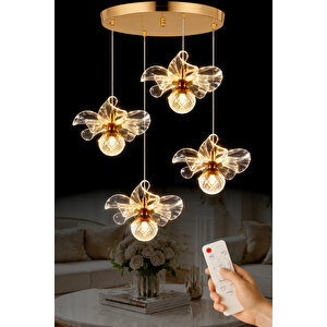 Kleopatra Model 4 Lü Gold Kaplama 3 Renk Salon Mutfak Oturma Yatak Odası Modern Led Sarkıt Avize