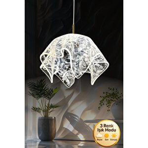 Duman Model Gold Kaplama 3 Renk Metal Salon Mutfak Oturma Yatak Odası Modern Led Sarkıt Avize
