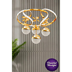 Milano Model Gold Kaplama Beyaz Işık Powerled Salon Mutfak Yatak Oturma Odası Şık Led Avize