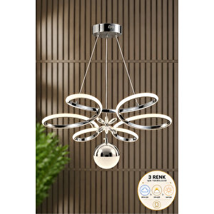 Papatya Model Krom Kaplama 3 Renk Metal Salon Mutfak Oturma Yatak Odası Modern Led Sarkıt Avize Kaplama