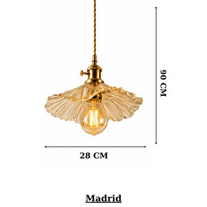 Madrid Model Şeffaf Cam Kristal Klasik Sarkıt Tekli Avize