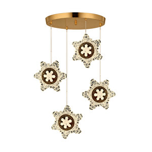 Kar Tanesi Model 4 Lü Gold Kaplama 3 Renk Kumandalı Salon Mutfak Oturma Yatak Odası Modern Led Avize