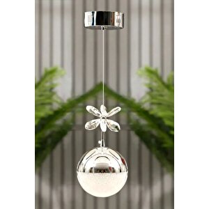Grate Model Krom Kaplama 3 Renk Metal Salon Mutfak Oturma Yatak Odası Modern Led Sarkıt Tekli Avize Krom