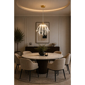 Pelerin Model Gold Kaplama 3 Renk Metal Salon Mutfak Oturma Yatak Odası Modern Led Sarkıt Avize