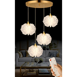 Katerina Model Gold Kaplama 3 Renk Kumandalı Metal Salon Mutfak Oturma Yatak Odası Modern Led Sarkıt Avize