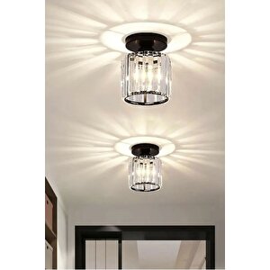 Chiaro Forte Model Siyah Renk Kristal Taşlı Metal Gövde Luxury Serisi Modern Plafonyer Avize