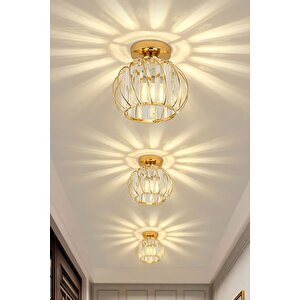 Bella Luce Model Gold Kaplama Kristal Taşlı Metal Gövde Modern Her Alana Uygun Lüx Plafonyer Avize