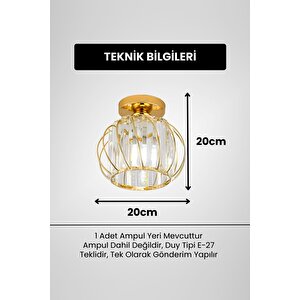 Bella Luce Model Gold Kaplama Kristal Taşlı Metal Gövde Modern Her Alana Uygun Lüx Plafonyer Avize